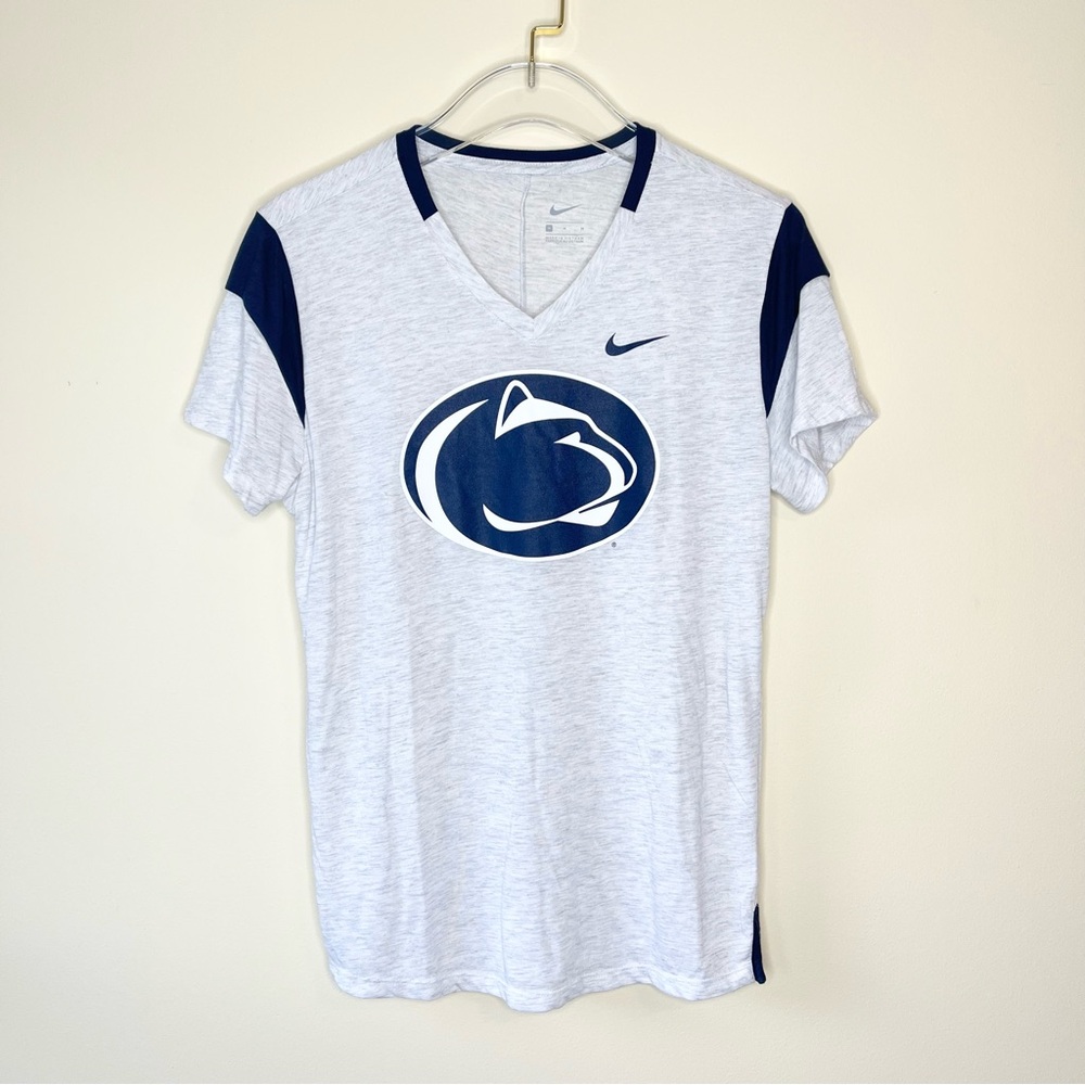 Nike PSU Grey Navy Blue Nittany Lion Women's Tee Shirt Size M